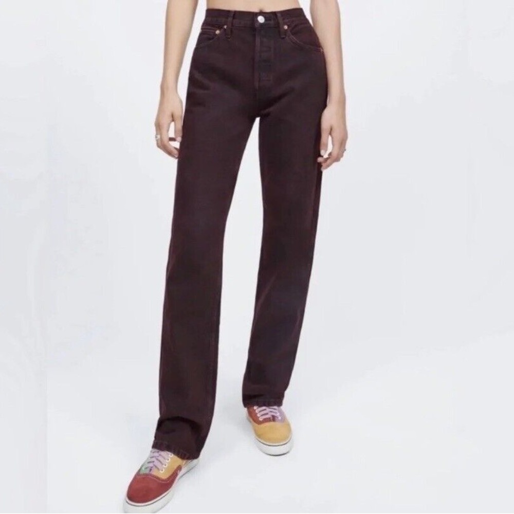 RE/DONE 90s High Rise Loose Straight Leg Jeans Wine Dipped 26